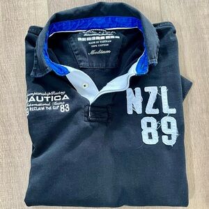 Nautica Intnl Teams Championship Black Polo Rugby Shirt Medium New Zealand NZ‎